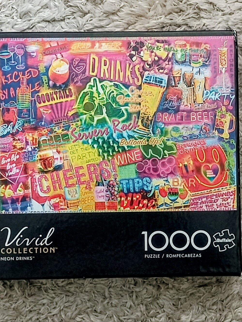 Buffalo David Bitton Neon Drinks 1000-Piece Puzzle - Bright Multicolor